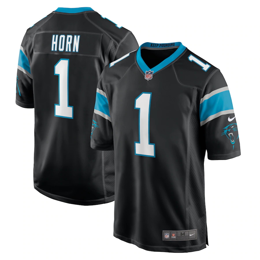 Mens Carolina Panthers #1 Jaycee Horn Nike Black 2021 NFL Draft First Round Pick Game Jersey->oakland raiders->NFL Jersey
